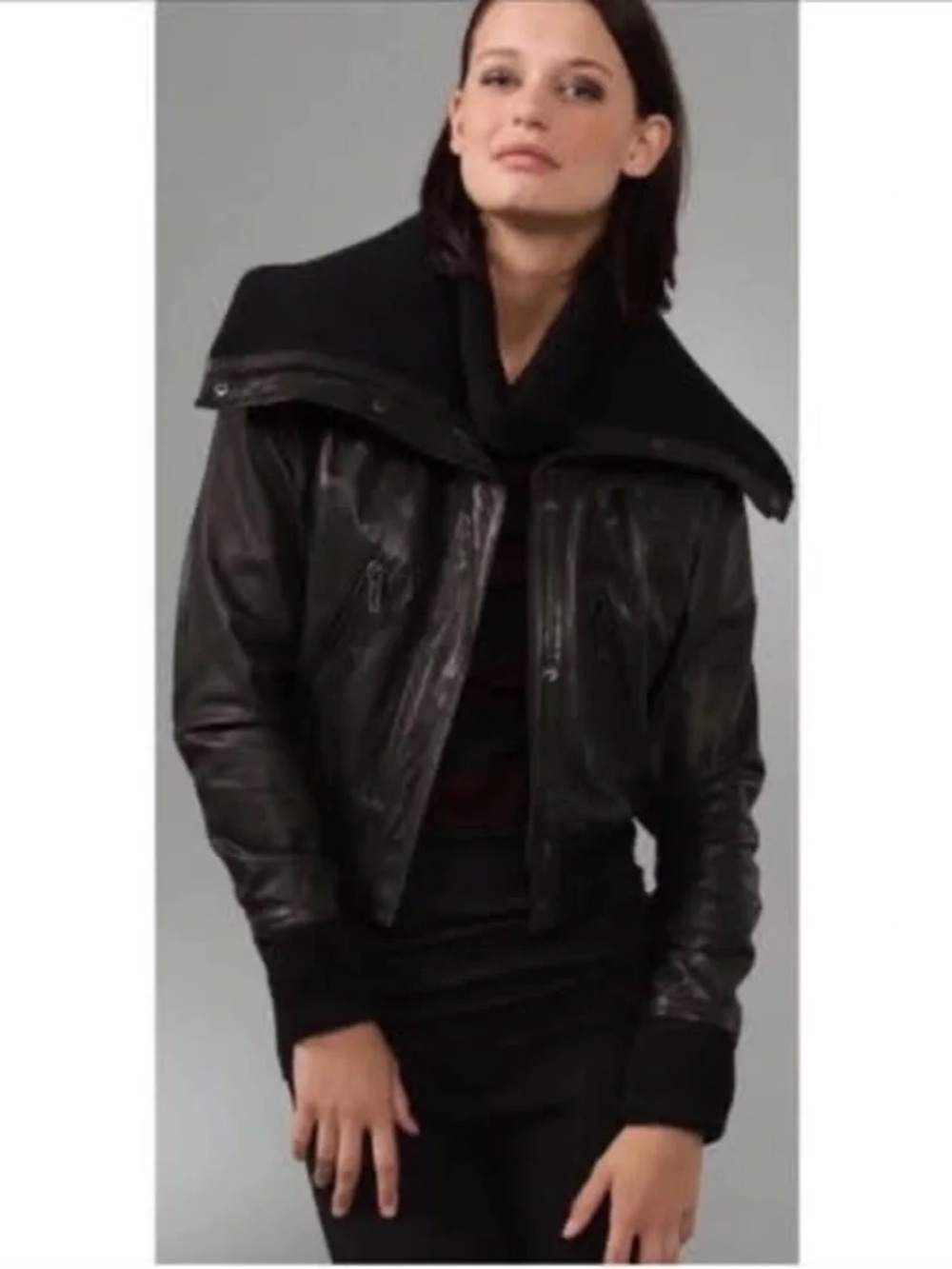 Vince Leather Bomber Jacket
